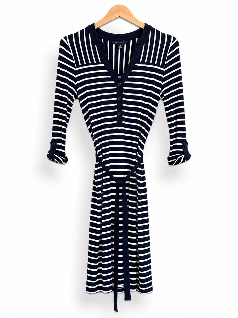 TOMMY HILFIGER Striped Tie Waist Dress Nautical Coastal Resort XS